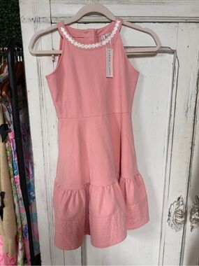 NWT Janie and Jack Pink Sleeveless Tiered Dress with Eyelet Trim coquette
